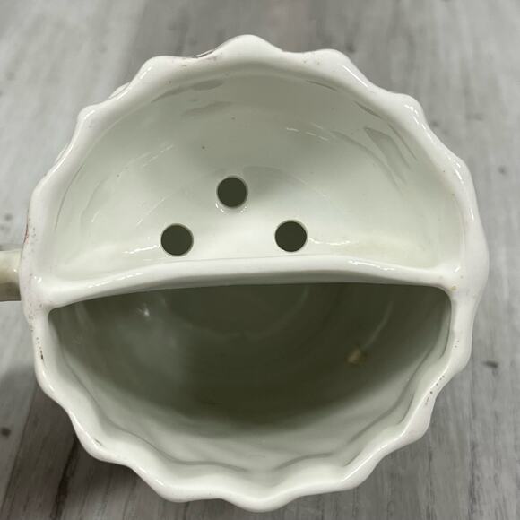 Antique Floral Shaving Scuttle Mug Delicate Flower Design Diagonal Swirl Texture - Picture 6 of 6